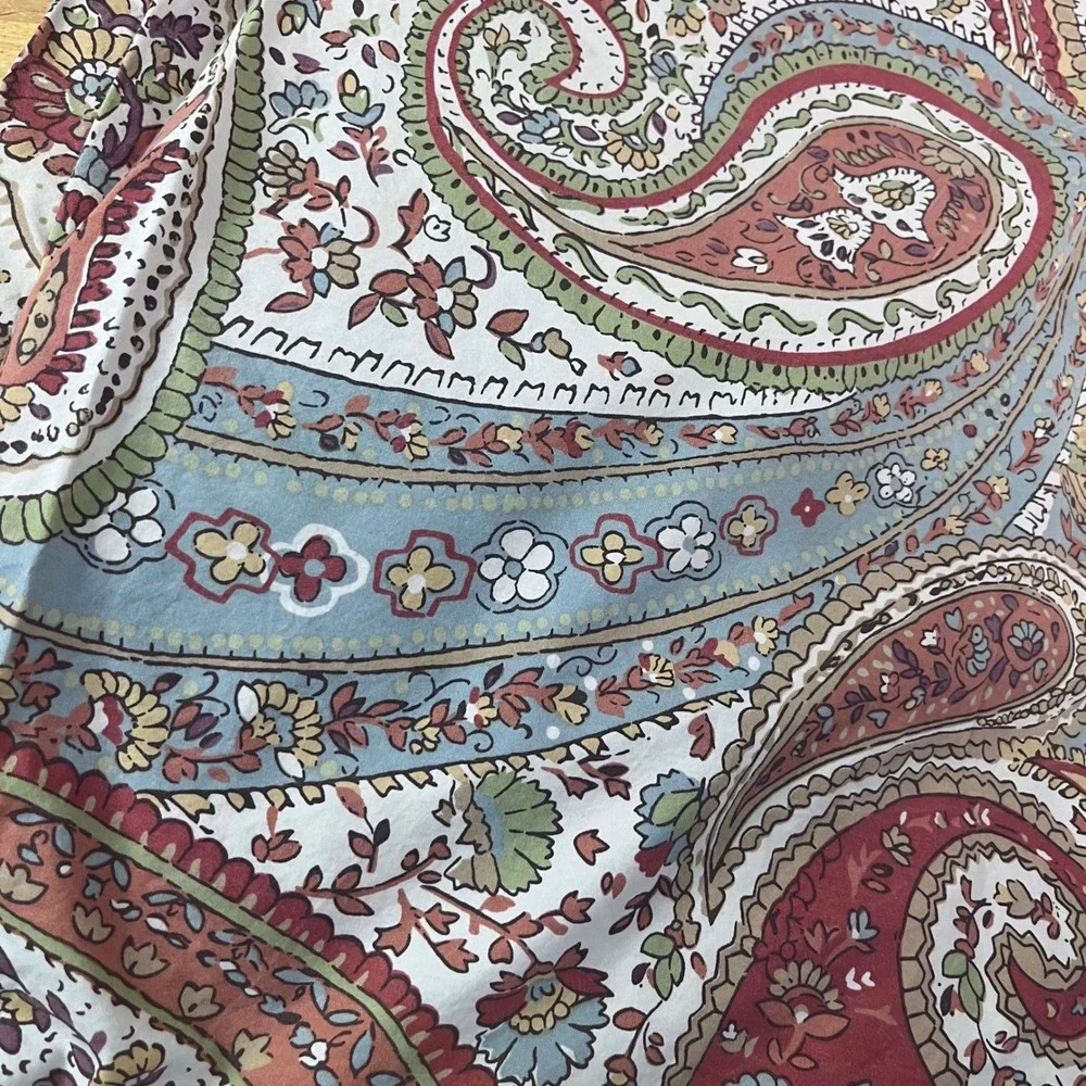 Pottery Barn Harper Paisley Full Queen Duvet Cover & 2 Shams Red Blue Gold Vtg